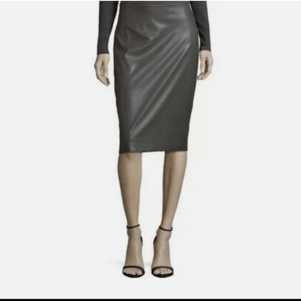 BCBG MAXAZRIA Bess Faux Leather Back Zip Pencil Skirt Size XXS